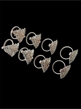 Holiday Silver-Tone Christmas Tree Napkin Rings - Set of 8
